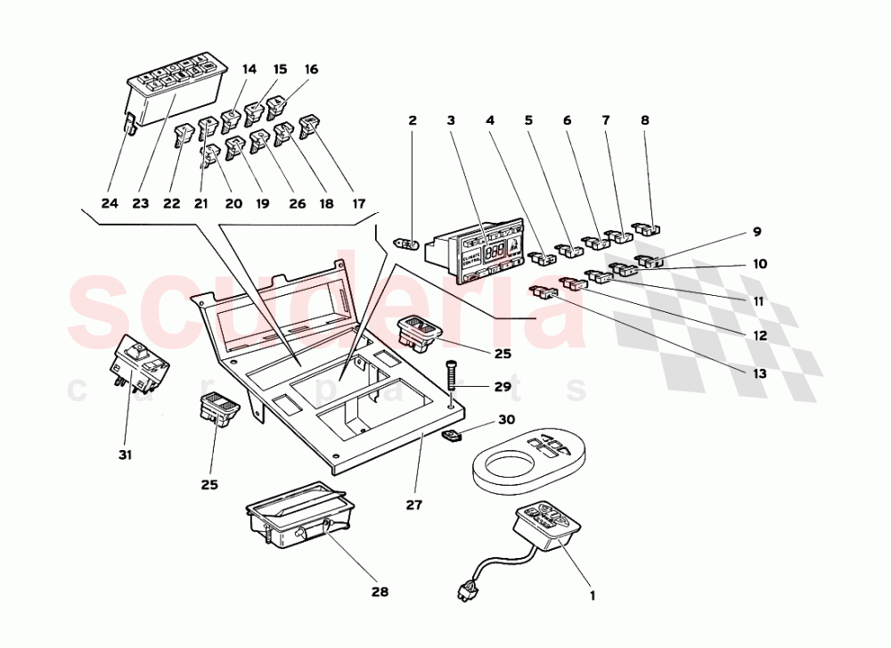 Tunnel Panel Instruments of Lamborghini Lamborghini Diablo GT (1999-2000)