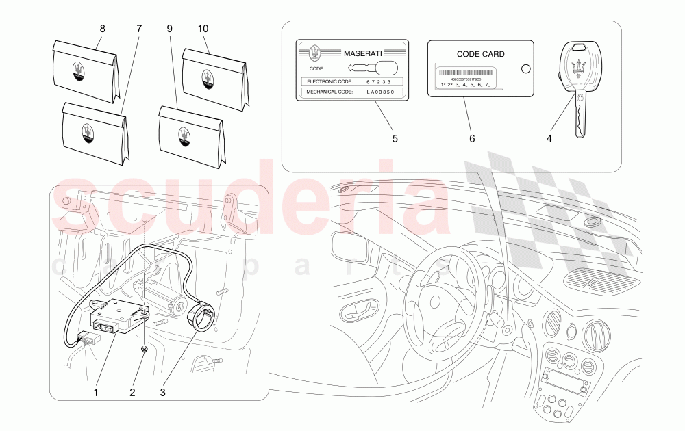 ALARM AND IMMOBILIZER SYSTEM (Available with: "Spyder 90th Anniversary" Version) of Maserati Maserati 4200 Spyder (2005-2007) CC