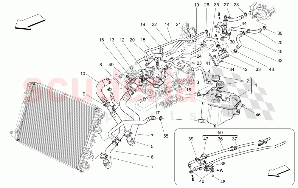 COOLING SYSTEM: NOURICE AND LINES (Available with: FOUR-ZONE AUTOMATIC CLIMA) of Maserati Maserati Quattroporte (2013+) GTS