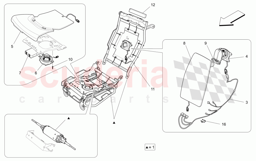 REAR SEATS: MECHANICS AND ELECTRONICS (Available with: COMFORT-LUXURY REAR SEATS WITH CENTRAL CONSOLENot available with: SPORT 8-WAY POWER FRONT SEATS, 12 WAYS WITH MEMORIES FOR LEVANTE MY18/19, SPORT EQUIPMENT) of Maserati Maserati Quattroporte (2013+) GTS