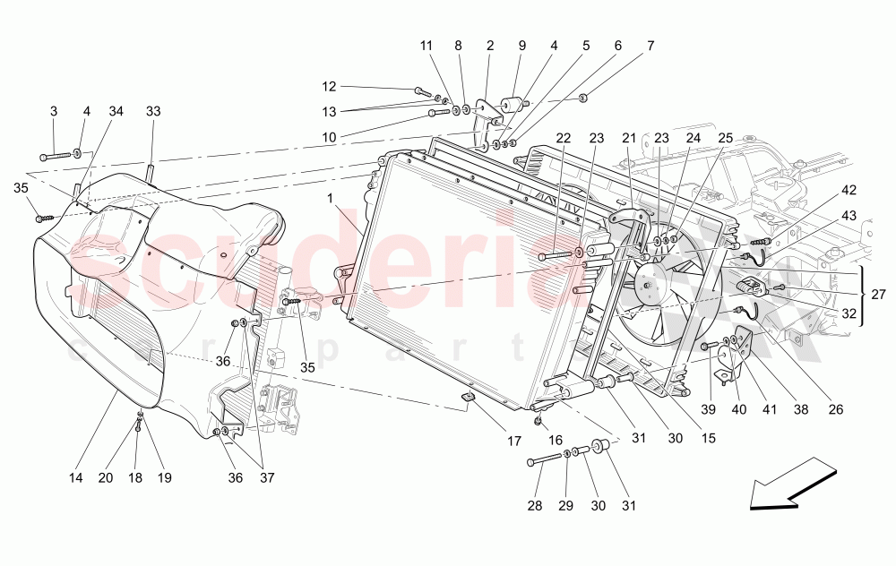 COOLING: AIR RADIATORS AND DUCTS of Maserati Maserati GranTurismo (2009-2012) S Auto