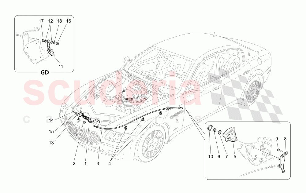 FRONT LID OPENING BUTTON of Maserati Maserati Quattroporte (2008-2012) 4.2