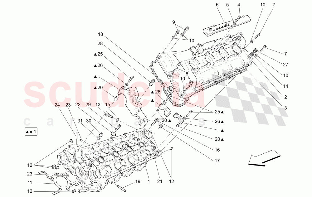 LH CYLINDER HEAD of Maserati Maserati Quattroporte (2003-2007) DuoSelect