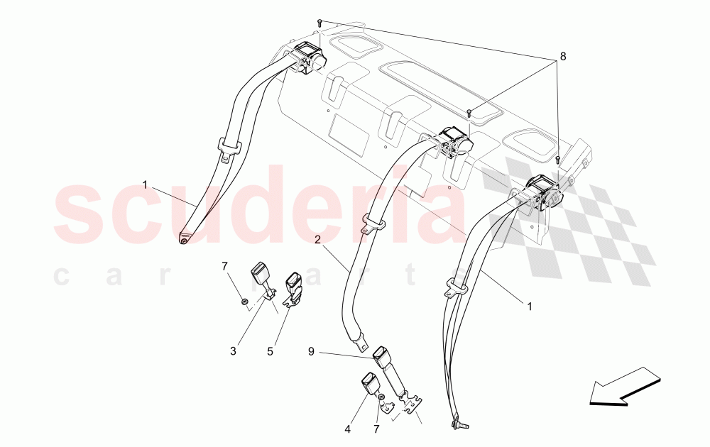 REAR SEAT BELTS of Maserati Maserati Ghibli (2014-2016) S Q4