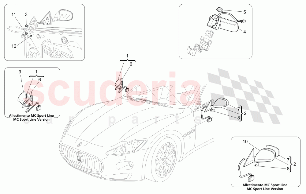 INTERNAL AND EXTERNAL REAR-VIEW MIRRORS of Maserati Maserati GranTurismo (2009-2012) S Auto