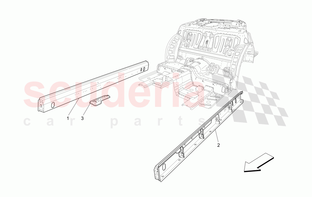 CENTRAL STRUCTURAL FRAMES AND SHEET PANELS of Maserati Maserati GranTurismo (2011-2013) Auto