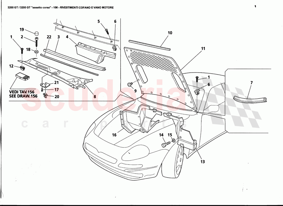 BONNET AND ENGINE COMPARTMENT COVERS of Maserati Maserati 3200 GT / Assetto Corsa