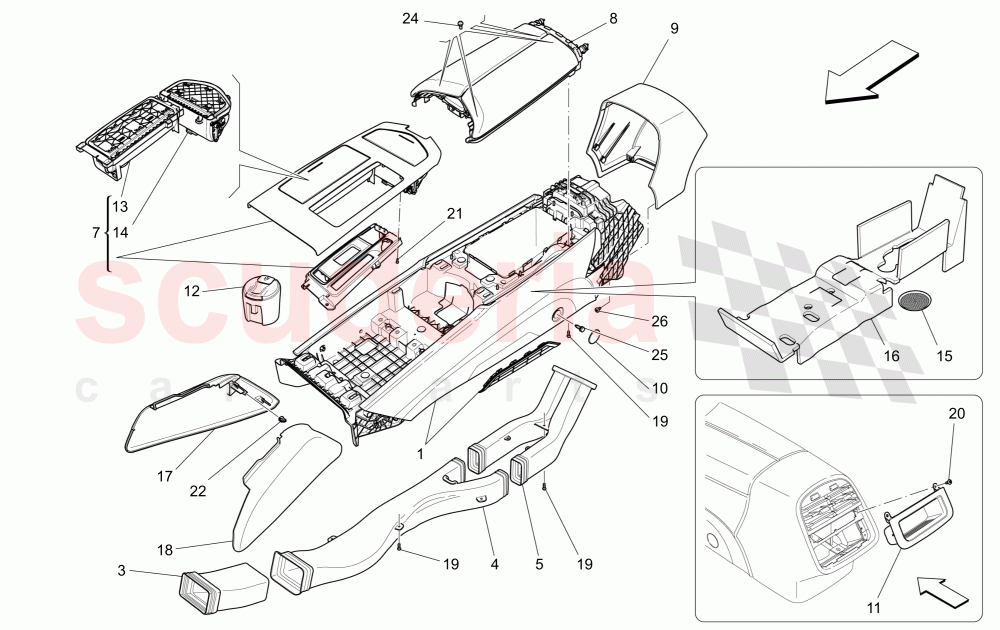 ACCESSORY CONSOLE AND CENTRE CONSOLE of Maserati Maserati Quattroporte (2017+) S V6 410bhp