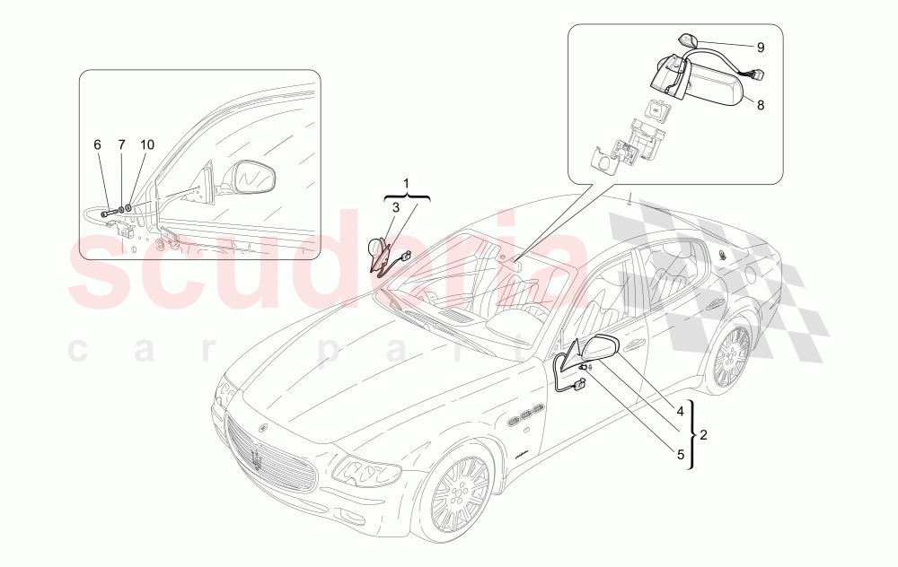 INTERNAL AND EXTERNAL REAR-VIEW MIRRORS of Maserati Maserati Quattroporte (2008-2012) S 4.7