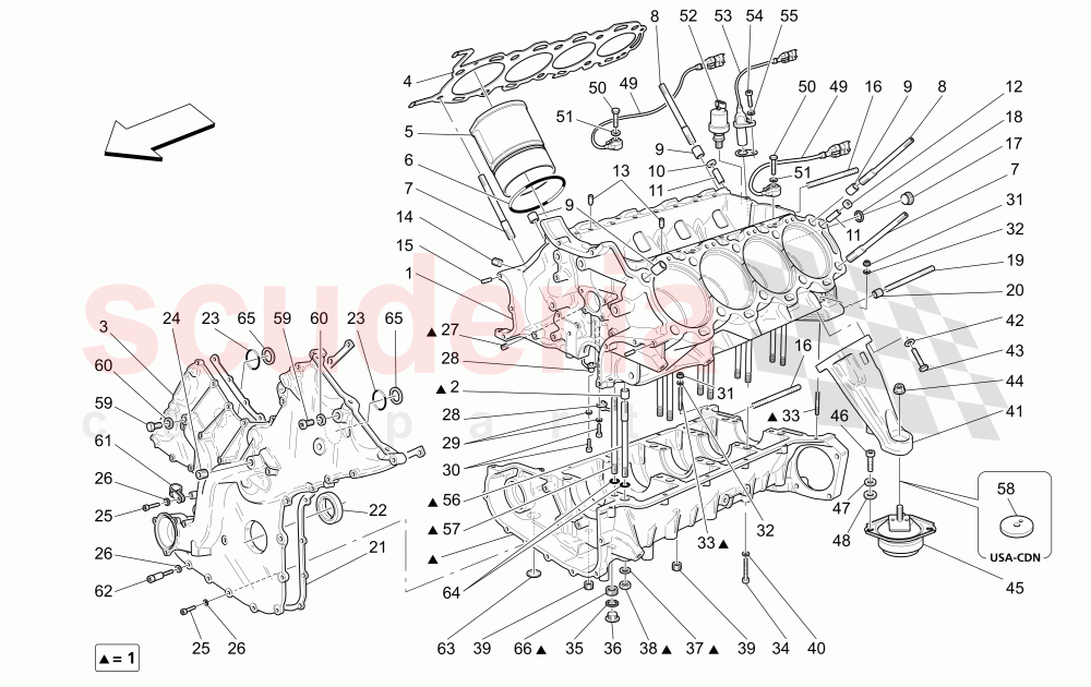 CRANKCASE of Maserati Maserati 4200 Coupe (2002-2004) GT