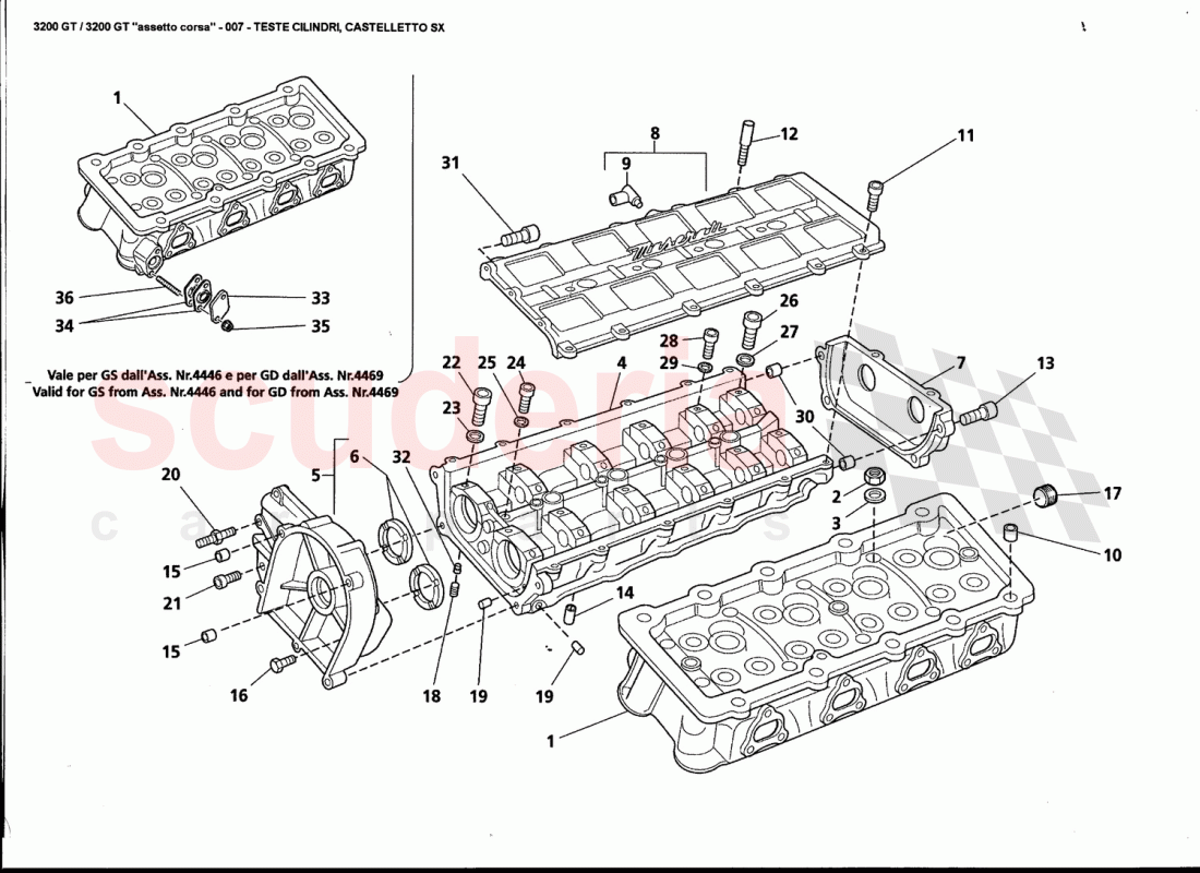 CYLINDER HEAD, LH FRAME of Maserati Maserati 3200 GT / Assetto Corsa