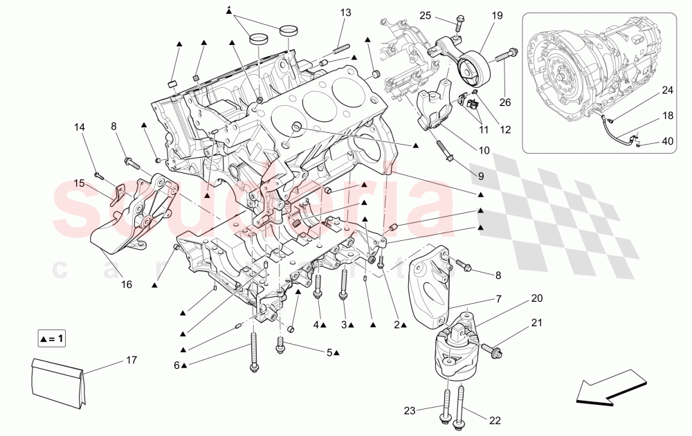 CRANKCASE of Maserati Maserati Quattroporte (2013-2016) Diesel