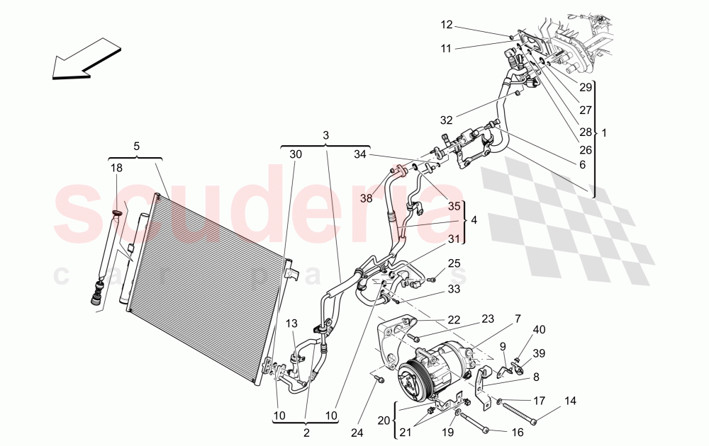 A/C UNIT: ENGINE COMPARTMENT DEVICES (Available with: FOUR-ZONE AUTOMATIC CLIMA) of Maserati Maserati Quattroporte (2013-2016) S Q4