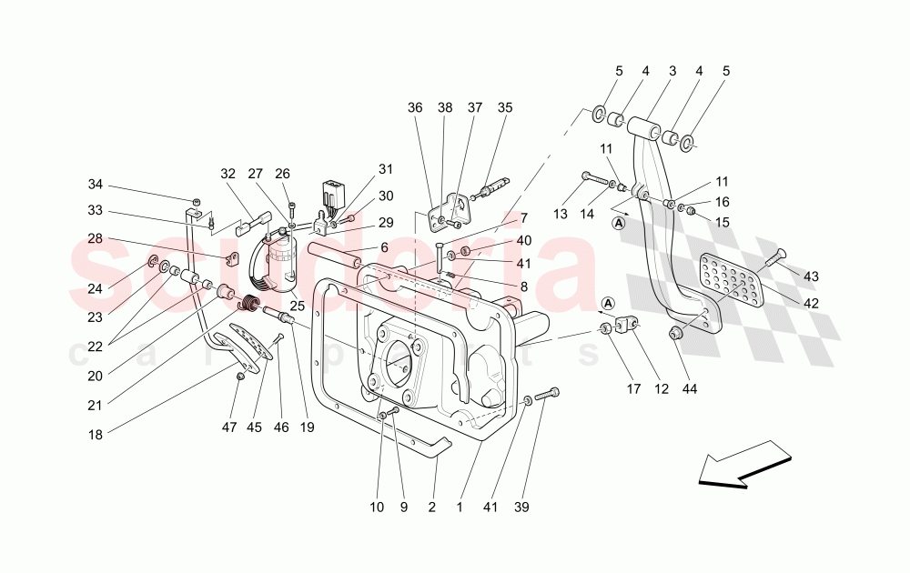 COMPLETE PEDAL BOARD UNIT of Maserati Maserati GranSport Coupe (2005-2007)