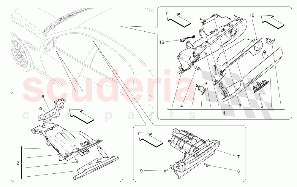 GLOVE COMPARTMENTS (Not available with: GLOVE BOX DOOR WITH ELECTRONIC LOCK) of Maserati Maserati Ghibli (2017+) S Q4