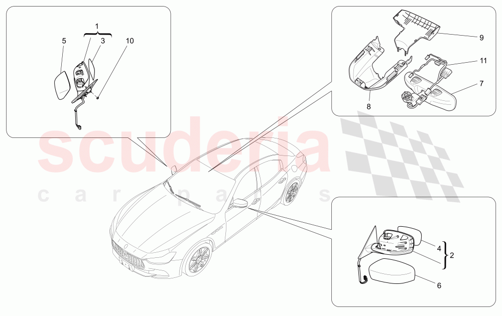 INTERNAL AND EXTERNAL REAR-VIEW MIRRORS of Maserati Maserati Ghibli (2017+) S Q4