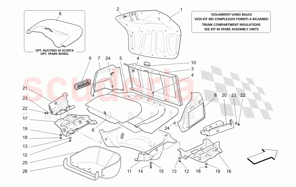 TRUNK HOOD COMPARTMENT TRIMS of Maserati Maserati 4200 Coupe (2002-2004) CC