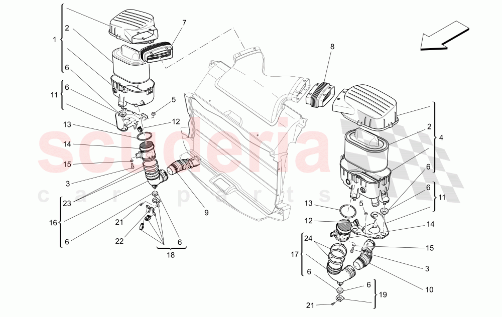 AIR FILTER, AIR INTAKE AND DUCTS of Maserati Maserati Ghibli (2014-2016) S