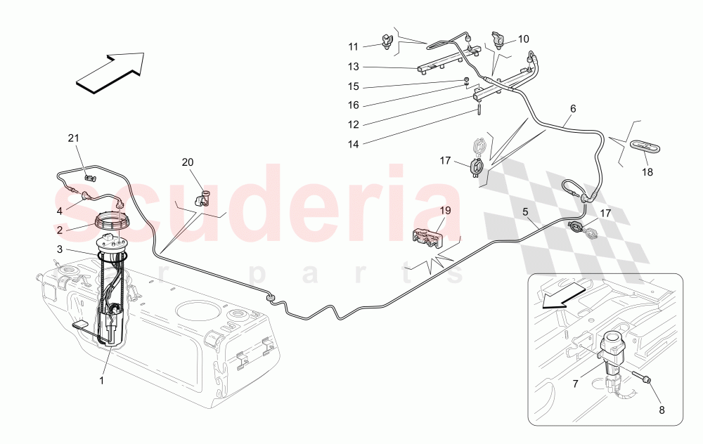 FUEL PUMPS AND CONNECTION LINES of Maserati Maserati GranTurismo (2009-2012) S Auto