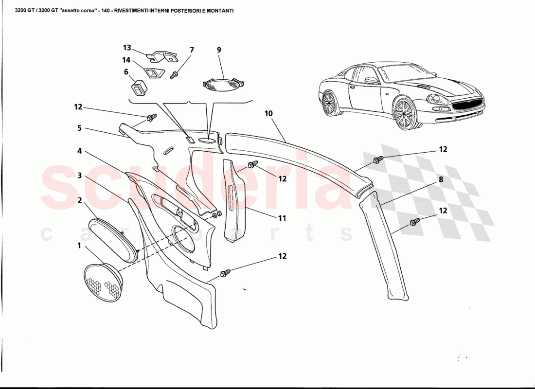 REAR INNER TRIMS AND PILLARS of Maserati Maserati 3200 GT / Assetto Corsa