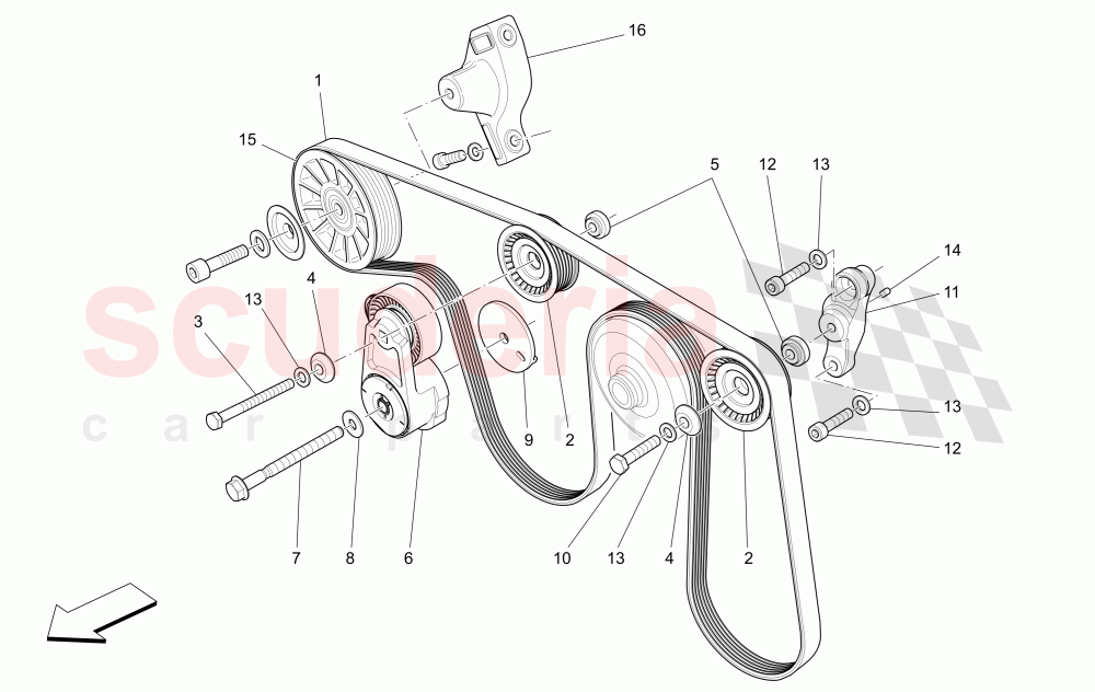 AUXILIARY DEVICE BELTS of Maserati Maserati Quattroporte (2017+) S V6 410bhp