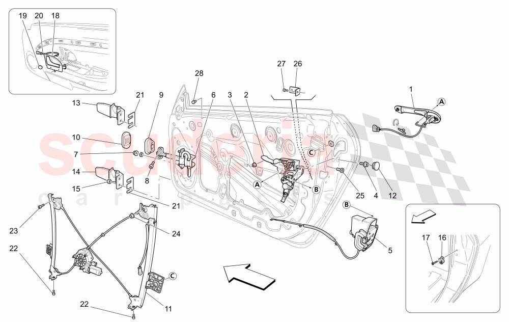 FRONT DOORS: MECHANISMS of Maserati Maserati GranCabrio (2013+) Sport