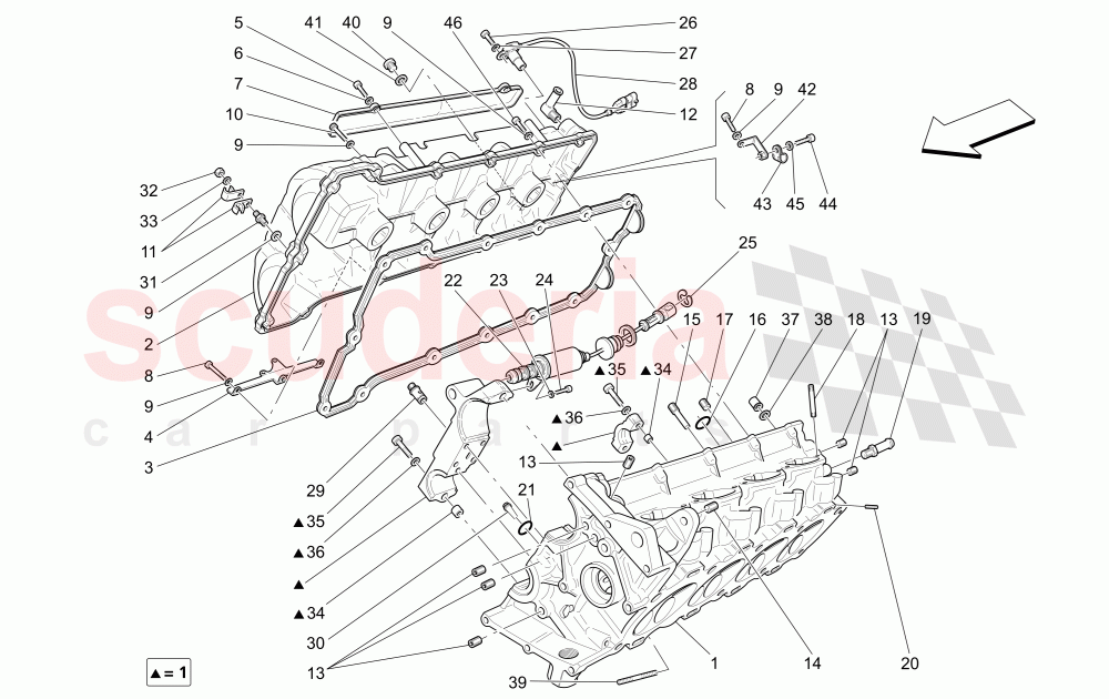 RH CYLINDER HEAD of Maserati Maserati 4200 Coupe (2005-2007) GT