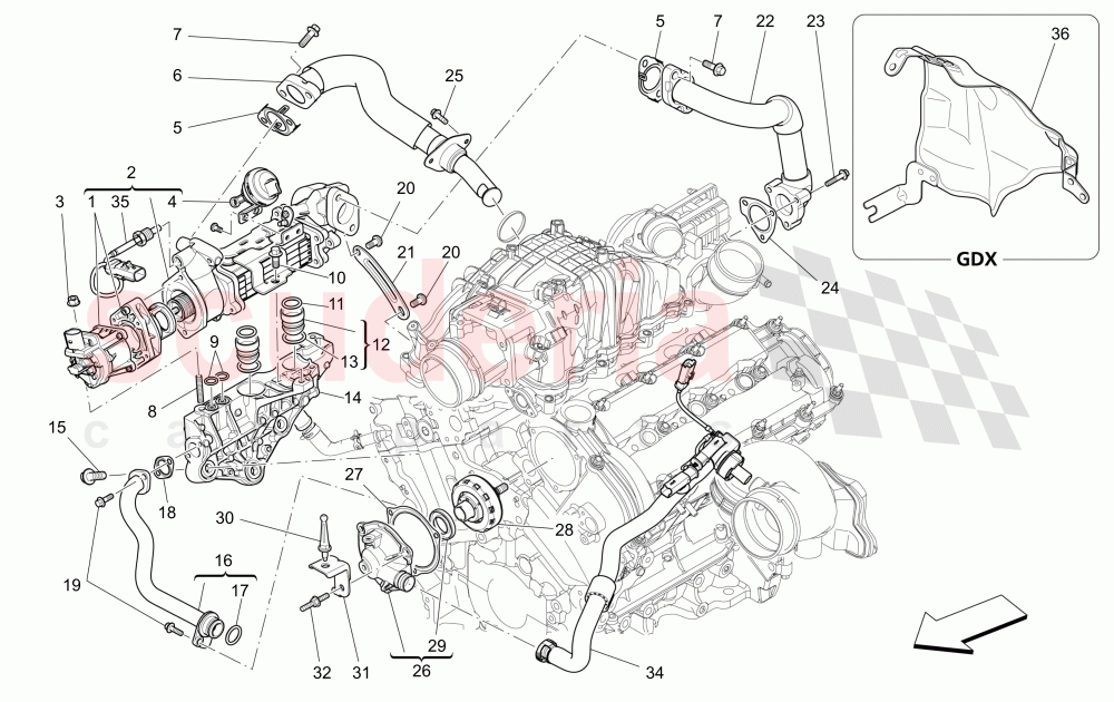 OIL VAPOUR RECIRCULATION SYSTEM (Available with: EURO 6Not available with: EURO 5) of Maserati Maserati Quattroporte (2017+) Diesel