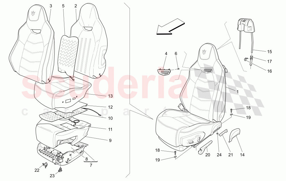 FRONT SEATS: TRIM PANELS (Not available with: CENTENNIAL INTERNALS, Special Edition) of Maserati Maserati GranTurismo (2012-2016) Sport CC