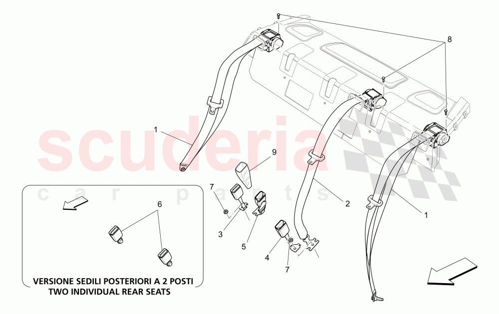 REAR SEAT BELTS of Maserati Maserati Quattroporte (2017+) S V6 410bhp
