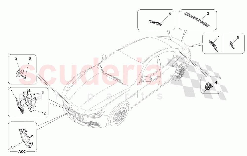 TRIMS, BRANDS AND SYMBOLS of Maserati Maserati Ghibli (2017+) S Q4