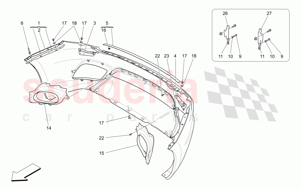 REAR BUMPER (Not available with: MC Sport Line Version) of Maserati Maserati GranTurismo (2017+) Sport Auto