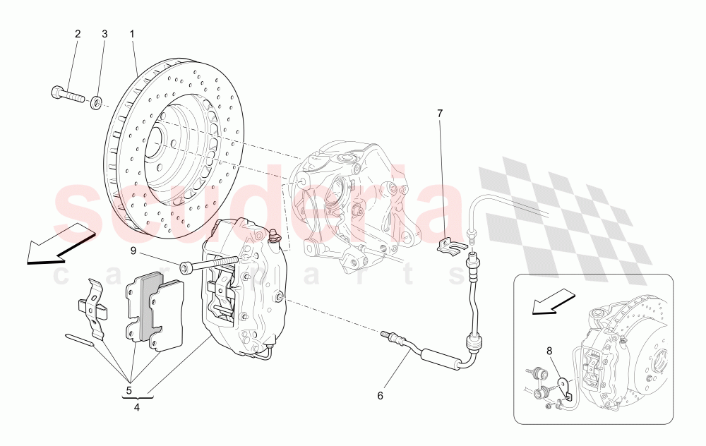 BRAKING DEVICES ON REAR WHEELS of Maserati Maserati GranCabrio (2016+) MC Centennial