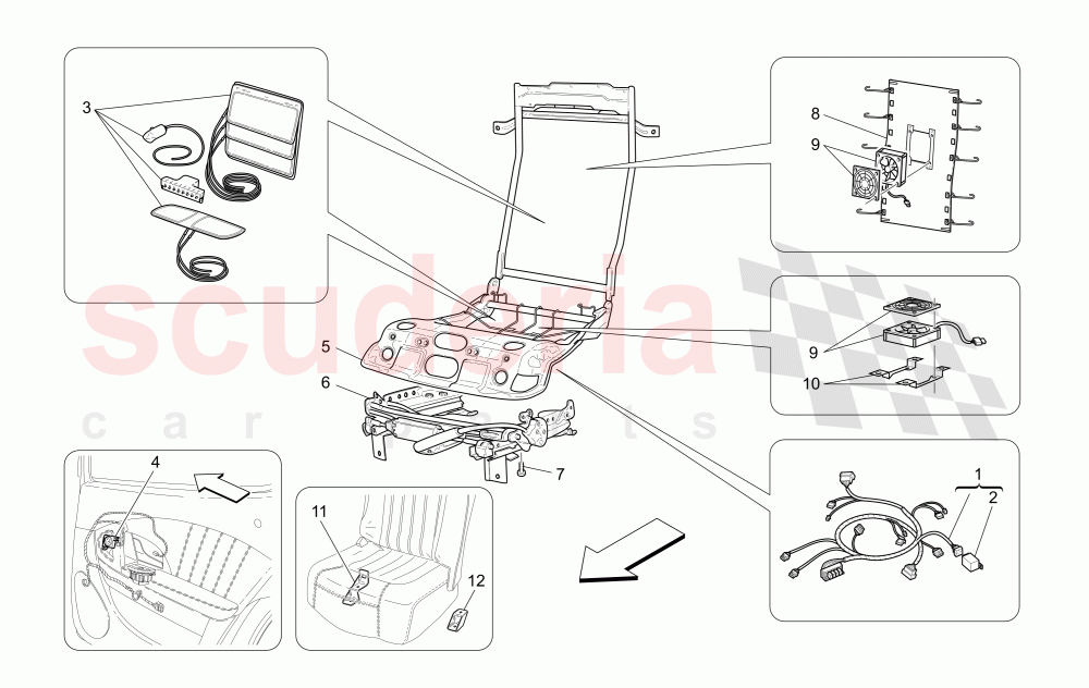 REAR SEATS: MECHANICS AND ELECTRONICS of Maserati Maserati Quattroporte (2009-2012) Sport GTS