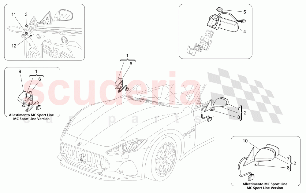 INTERNAL AND EXTERNAL REAR-VIEW MIRRORS of Maserati Maserati GranTurismo (2017+) Sport Auto