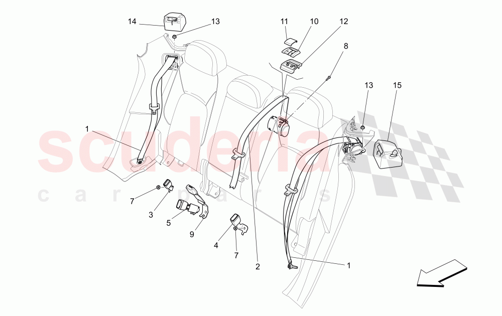 REAR SEAT BELTS of Maserati Maserati Levante (2017+) S