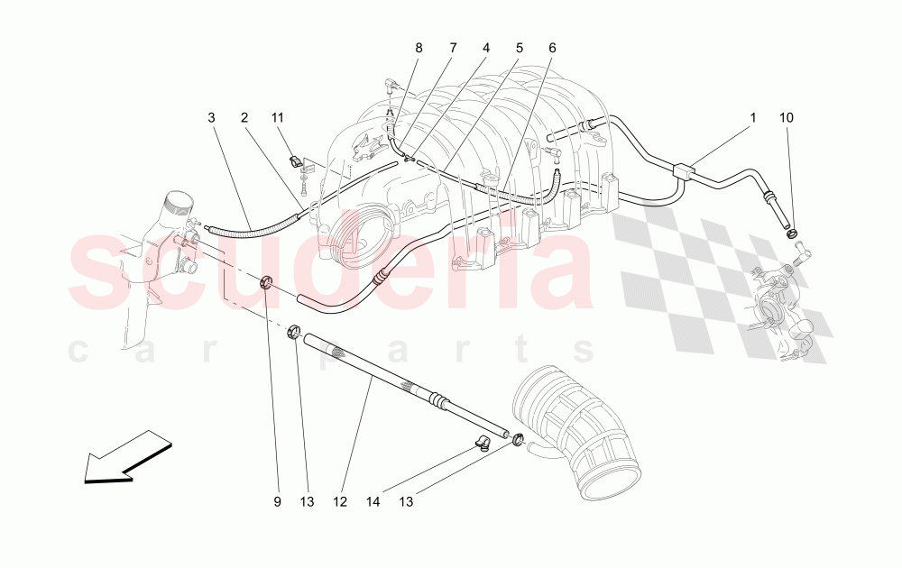 OIL VAPOUR RECIRCULATION SYSTEM of Maserati Maserati 4200 Spyder (2005-2007) GT