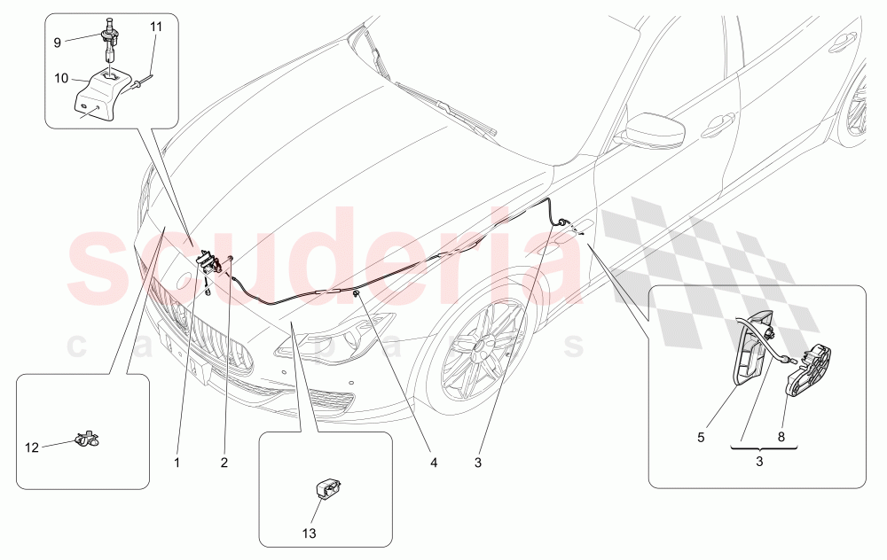 FRONT LID OPENING BUTTON of Maserati Maserati Quattroporte (2017+) S V6 410bhp