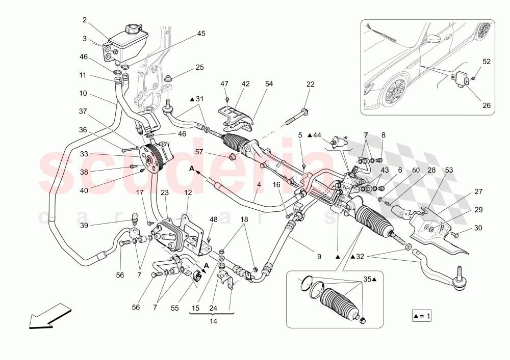 COMPLETE STEERING RACK UNIT of Maserati Maserati Quattroporte (2013-2016) V6 330bhp