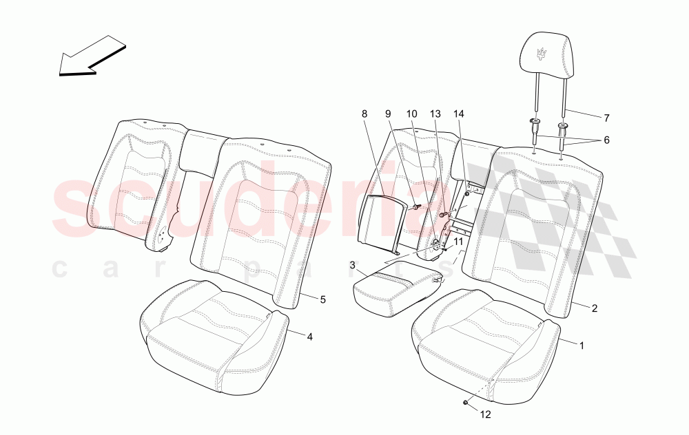 REAR SEATS: TRIM PANELS (Not available with: CENTENNIAL INTERNALS, Special Edition) of Maserati Maserati GranTurismo (2009-2012) S Auto