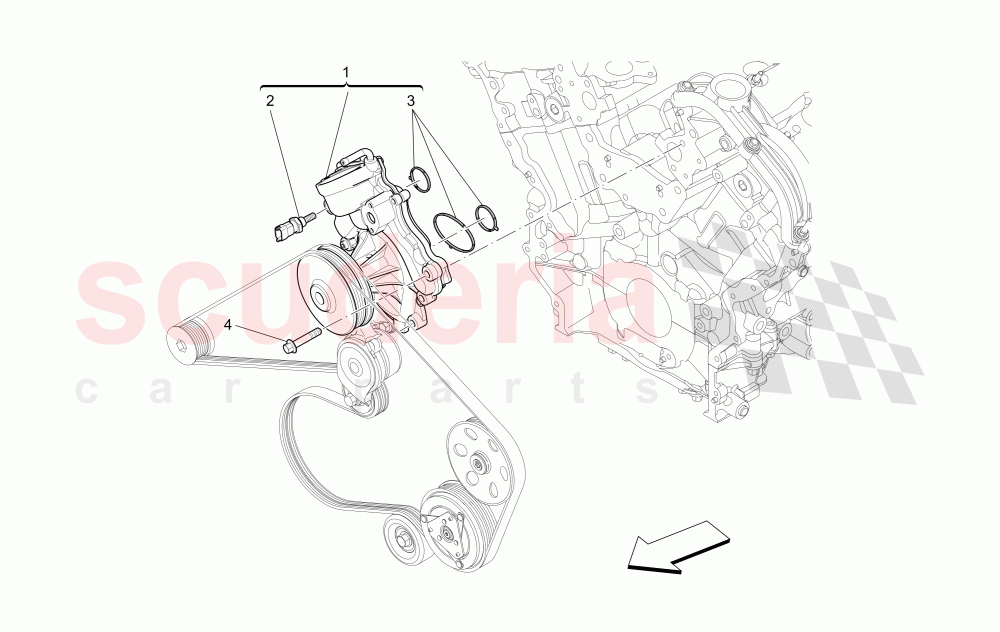 COOLING SYSTEM: WATER PUMP of Maserati Maserati Ghibli (2017+) Diesel