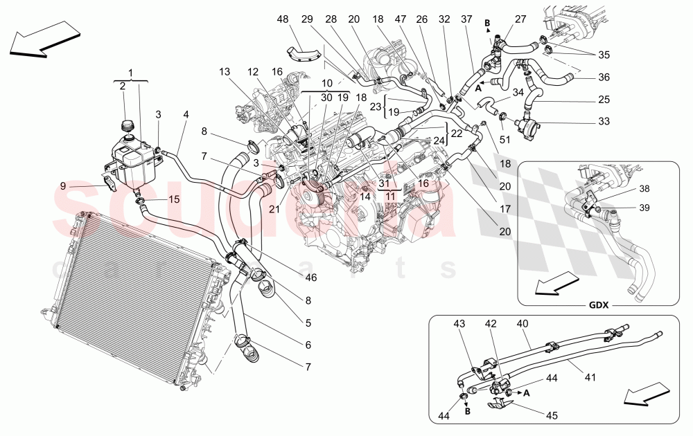 COOLING SYSTEM: NOURICE AND LINES (Available with: FOUR-ZONE AUTOMATIC CLIMA) of Maserati Maserati Quattroporte (2013-2016) Diesel