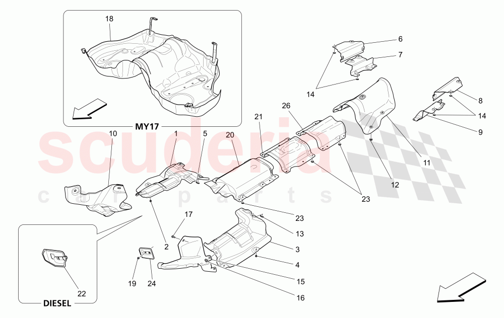 THERMAL INSULATING PANELS (Available with: EURO 6Not available with: EURO 5) of Maserati Maserati Quattroporte (2013-2016) S Q4