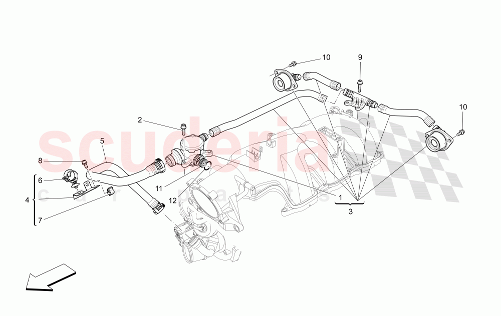 OIL VAPOUR RECIRCULATION SYSTEM of Maserati Maserati Quattroporte (2013-2016) V6 330bhp