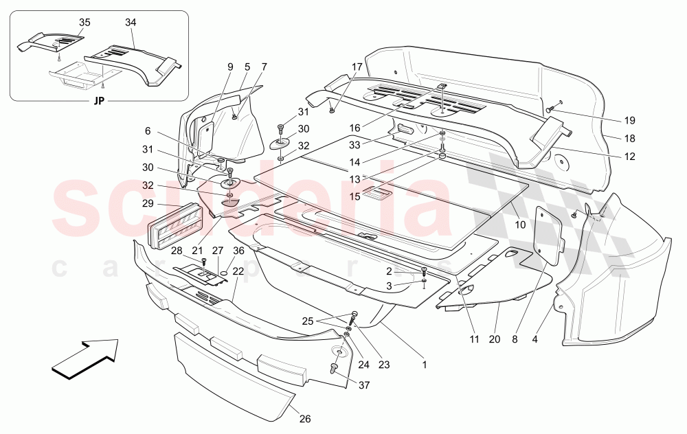 LUGGAGE COMPARTMENT MATS (Not available with: CENTENNIAL INTERNALS, Special Edition) of Maserati Maserati GranTurismo (2009-2012) S Auto