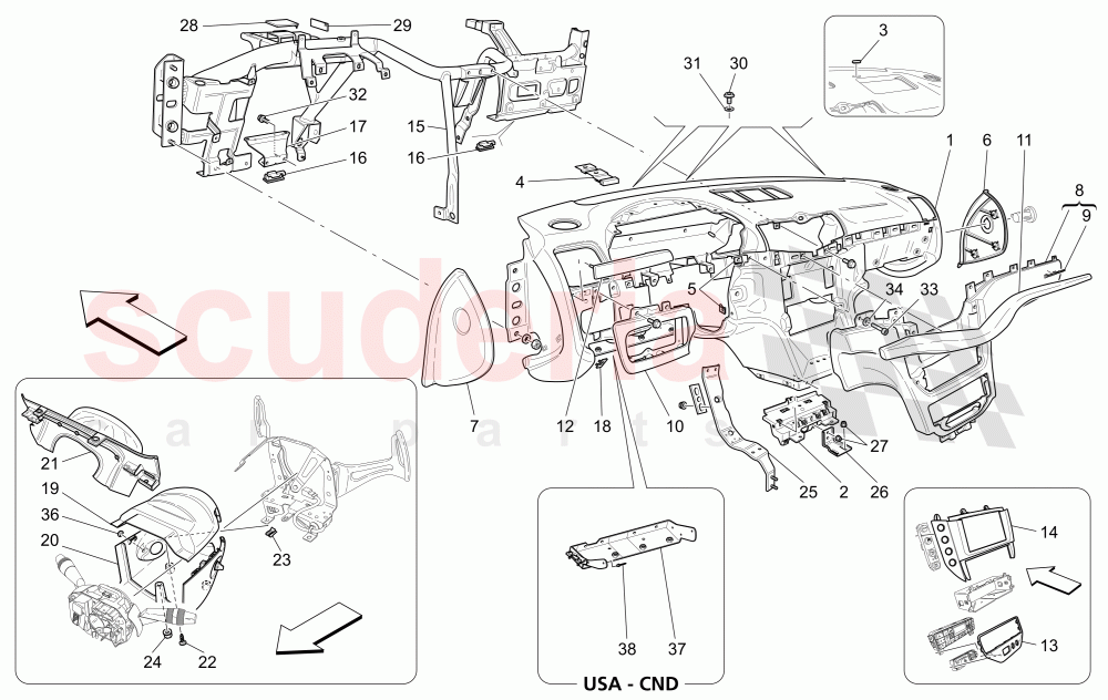 DASHBOARD UNIT (Not available with: CENTENNIAL INTERNALS, Special Edition) of Maserati Maserati GranTurismo (2014+) Auto