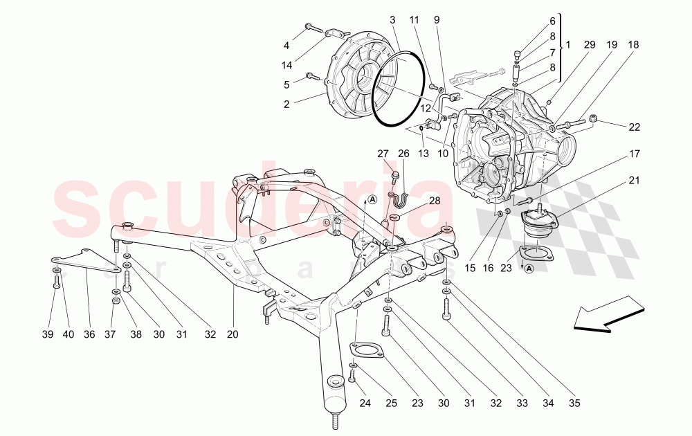 DIFFERENTIAL BOX AND REAR UNDERBODY of Maserati Maserati GranSport Spyder (2005-2007)