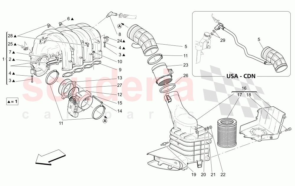 INTAKE MANIFOLD AND THROTTLE BODY of Maserati Maserati GranSport Coupe (2005-2007)