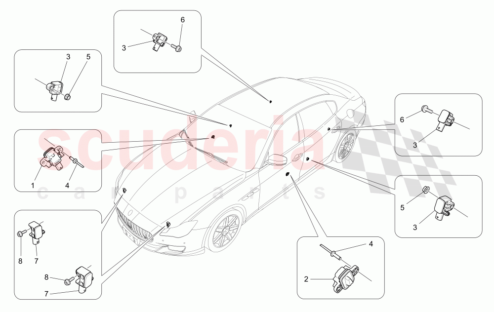 CRASH SENSORS of Maserati Maserati Quattroporte (2013-2016) S V6 410bhp