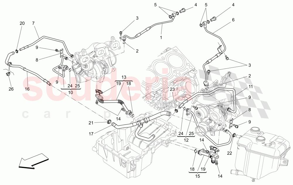 TURBOCHARGING SYSTEM: LUBRICATION AND COOLING of Maserati Maserati Quattroporte (2013-2016) S V6 410bhp